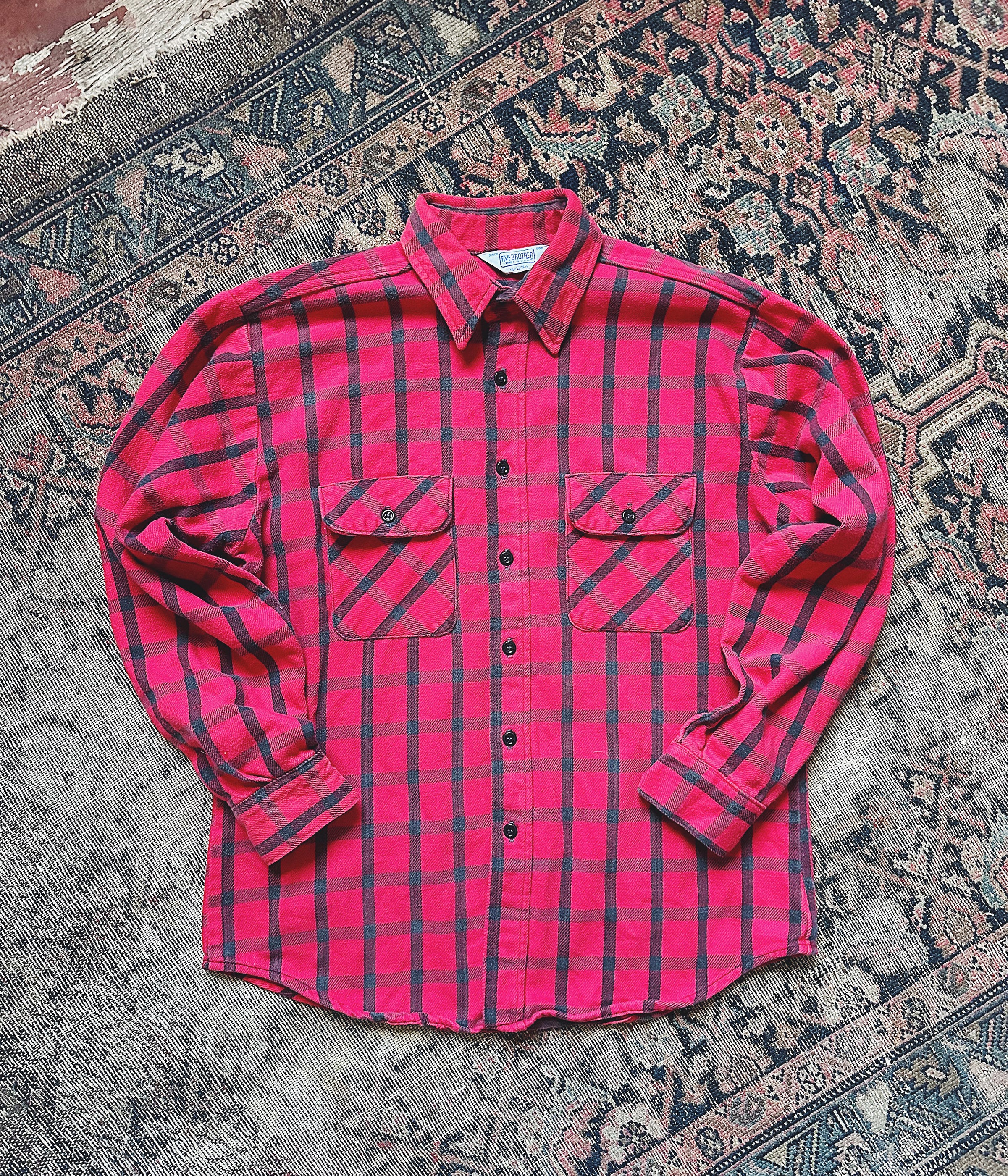 【FIVE BROTHER】ファイブラ flannel shirt 70s〜 L Vintage 60s 70s NOS NWOT Five Brother USA Union Made Flannel