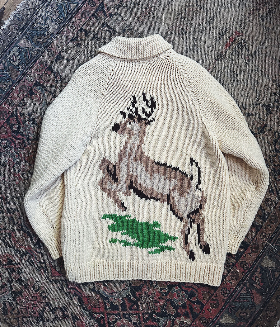 Vintage Deer Cowichan Sweater – Large