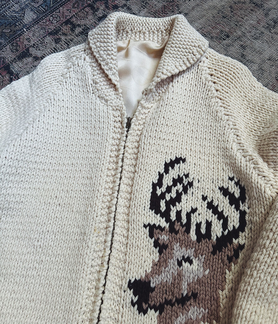 Vintage Deer Cowichan Sweater – Large