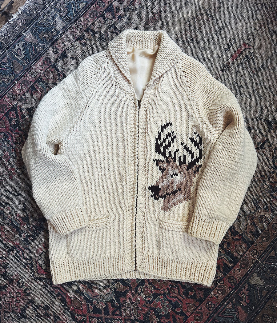 Vintage Deer Cowichan Sweater – Large