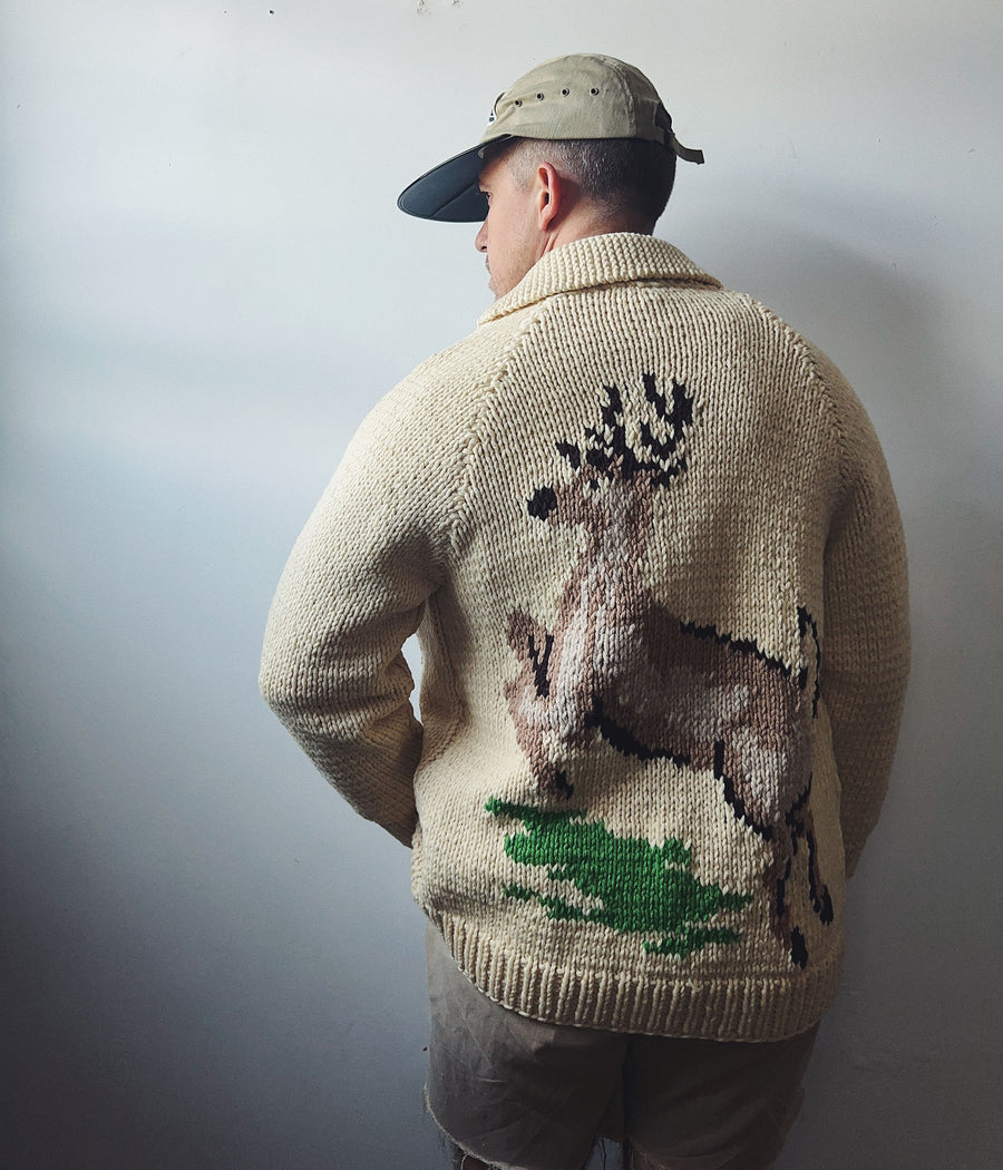 Vintage Deer Cowichan Sweater – Large