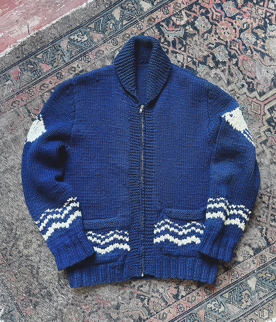 Vintage Fish Theme Cowichan Sweater