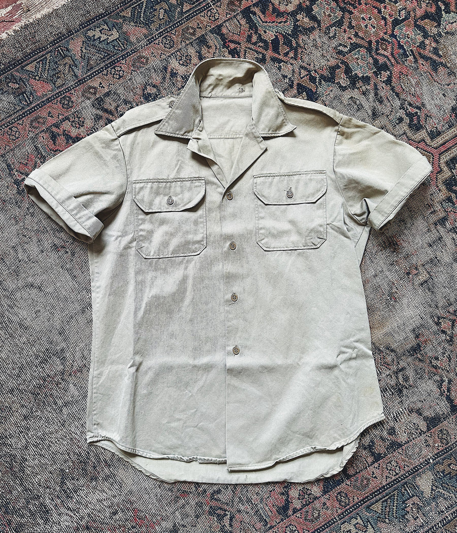 Vintage Military Short Sleeve Khaki Shirt