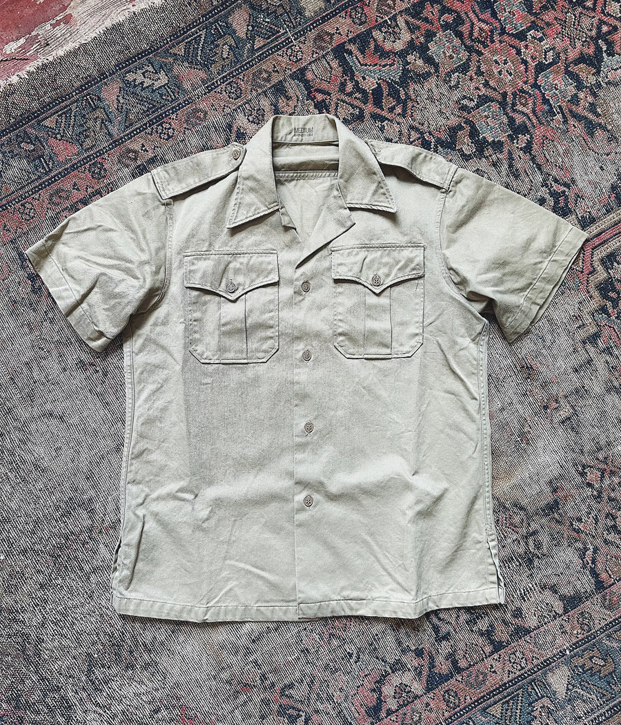 Vintage Military Short Sleeve Khaki Shirt