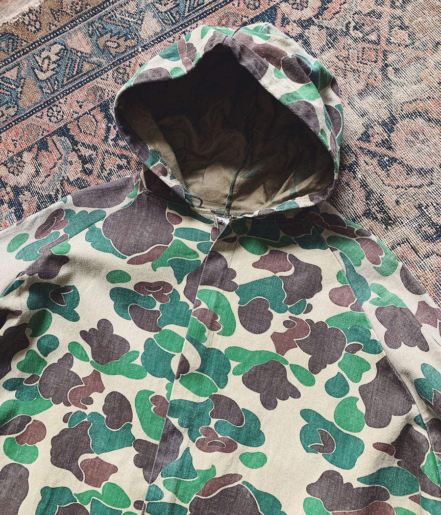 Vintage Duck Camo Hooded Hunting Jacket